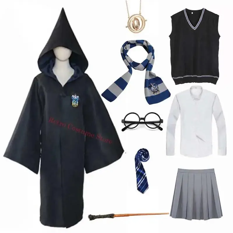 L2025l halloween unisex adulto crianças bruxa e feiticeiro cosplay traje unisex crianças adulto magia faculdade uniforme traje de terror para h