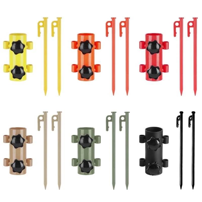 547B Camping Tent Rod Holder Adjustable Tent Awning Rod Holder Canopy Rod Fixed Tube Stand with Tent Pegs Easy to Install