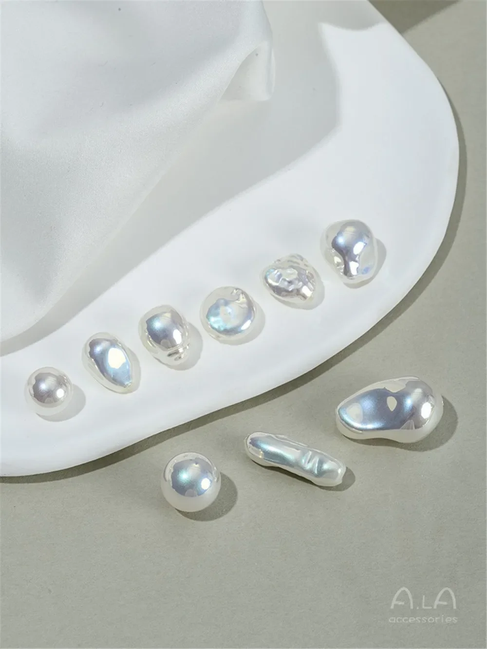 High-end Special-shaped Baroque Through-hole Imitation Japanese Akoya Seawater Aurora Pearl DIY Handmade Ear Jewelry Material