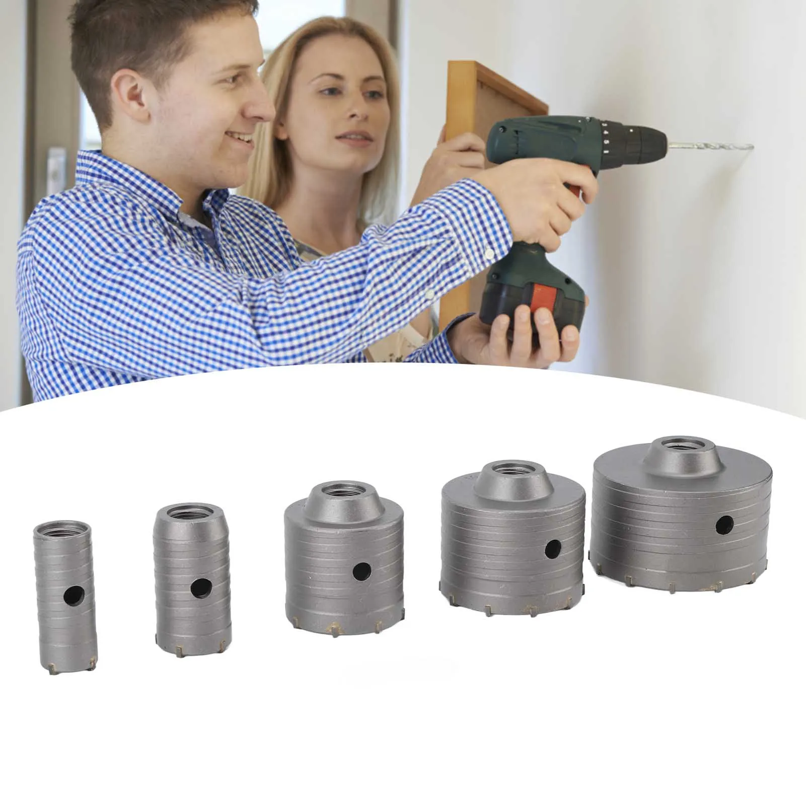 

9Pcs Concrete Hole Saw Drill Bit with Shank 30mm 40mm 65mm 80mm 100mm Hole Opener Cut Bit Kit