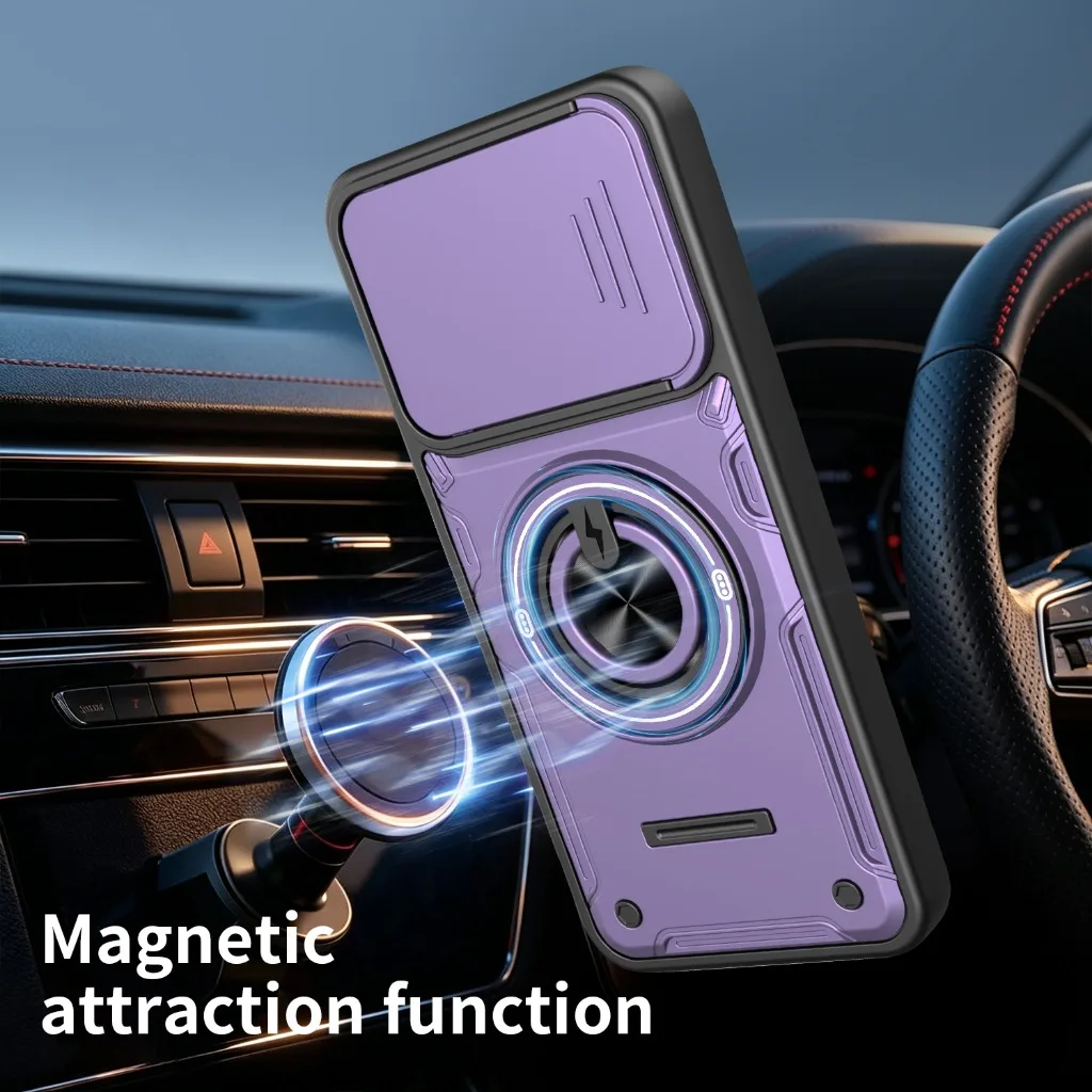 Slide Camera Lens Protector 360° Ring Holder Stand Phone Case for Infinix Smart 10 Hot 60i 60 Pro+ Shockproof Heavy Duty Cover - view 3