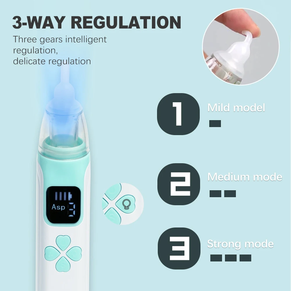 Baby Nasal Aspirator Toddler Electric Nose Aspirator Automatic Nose Cleaner Adjustable Suction Music and Light Soothing Function