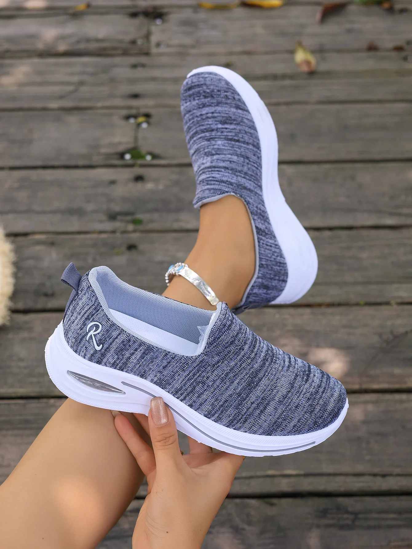 Atmungsaktive Slip-On-Sneaker für Damen, mit Luftpolster-Plattform, leicht, rutschfest, lässige Loafer für den täglichen Outdoor-Gebrauch. – Detail 10