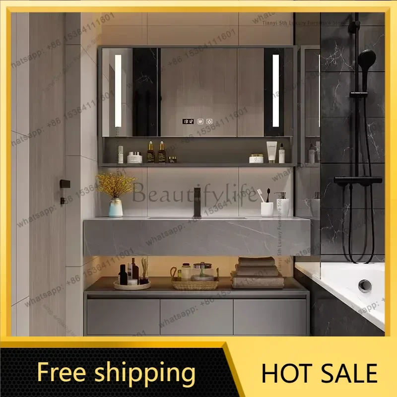 FG Modern Smart Bathroom Cabinet Combination Multifunction Moisture-proof Mirror Sink Vanity Home Furniture Мебель Для Ванной FY