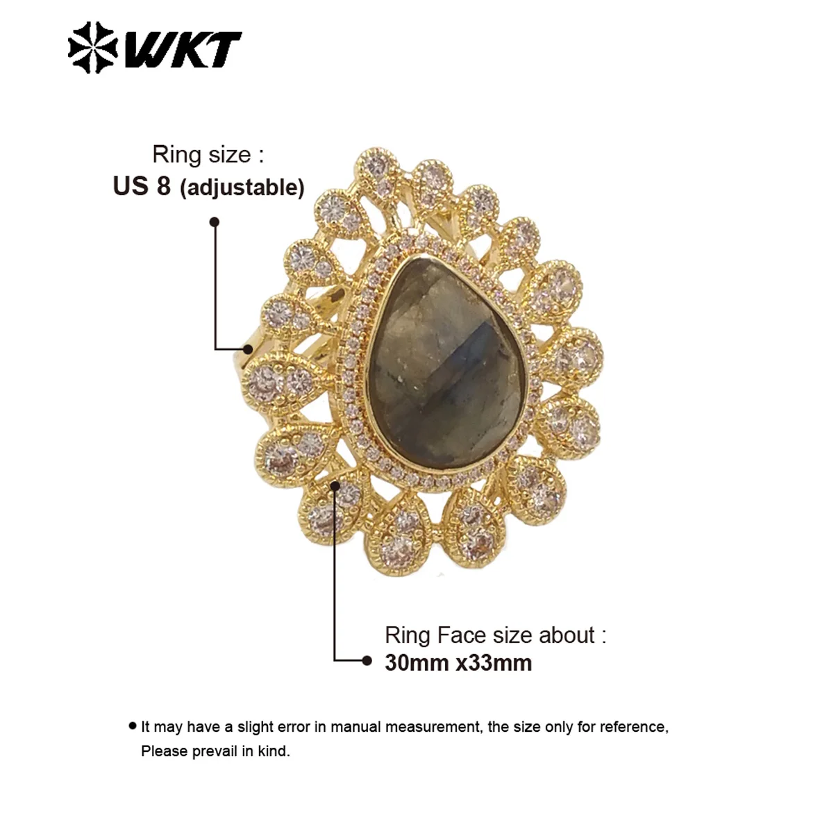 WT-MR029 Wholesale Amazing New European Delicate Micropave Cubic Zircon Setting Drop Stone Gold Plated Women Ring