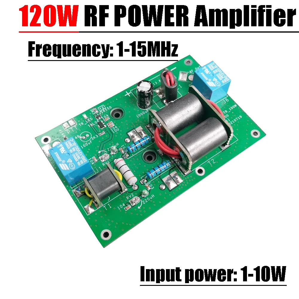 120W Linear Short Wave RF Power Amplifier Board Automatic Transceiver RFID SSB SW AM CW HF Radio Station 14MHz 7Mhz Signal AMP