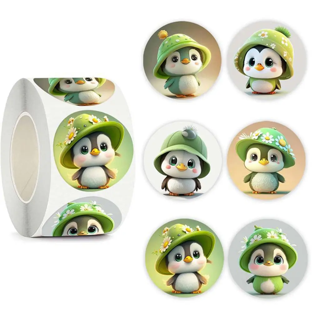 500pcs/roll Cartoon Cute Penguin Panda squirrel rabbit Sticker Reward Praise  Sticker Learning Label Envelope Seal Handmade