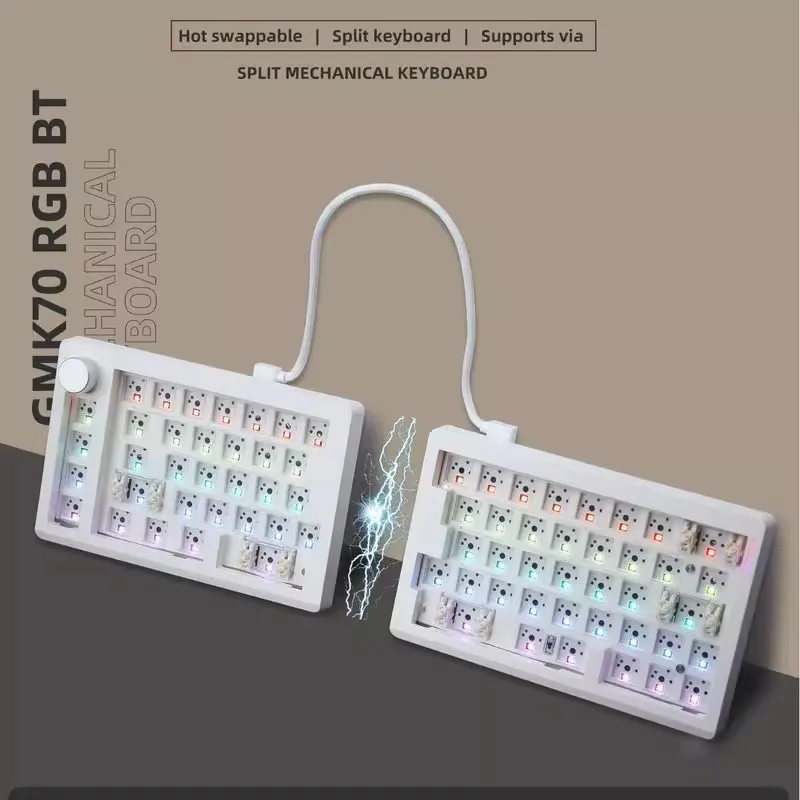 ZUOYA GMK70 Split Keyboard Kit 3Mode Gamer Mechanical Keyboard Kit RGB USB/2.4G/Bluetooth Wireless Keyboard Kit Custom Keyboards