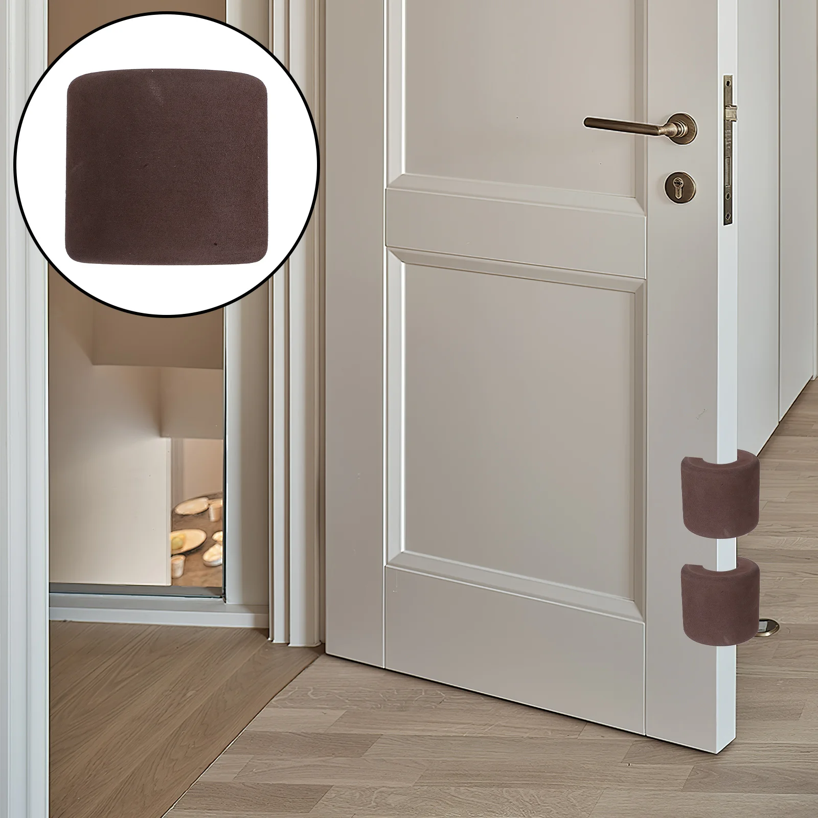 

4Pcs Door Pinch Guard Anti Slam Stopper Child Proof Thick Eva Soft Door Stopper Safety Protector Quiet Close Brown for Home