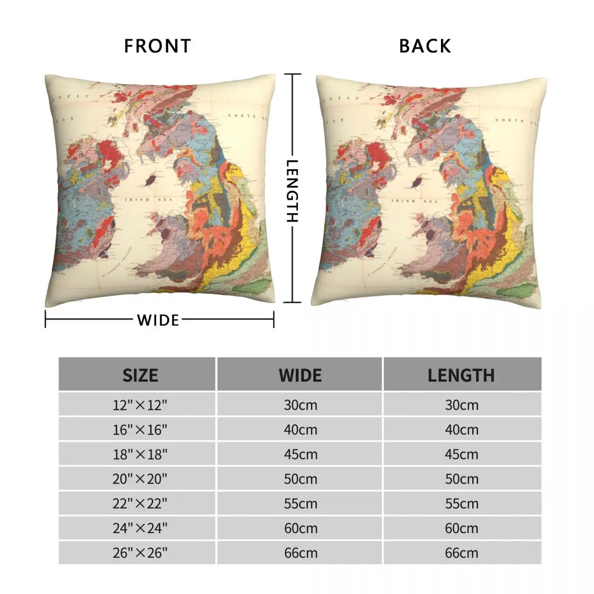 Vintage Geological Map Square Pillowcase Polyester Linen Velvet Creative Zip Decor Throw Pillow Case Home Cushion Cover