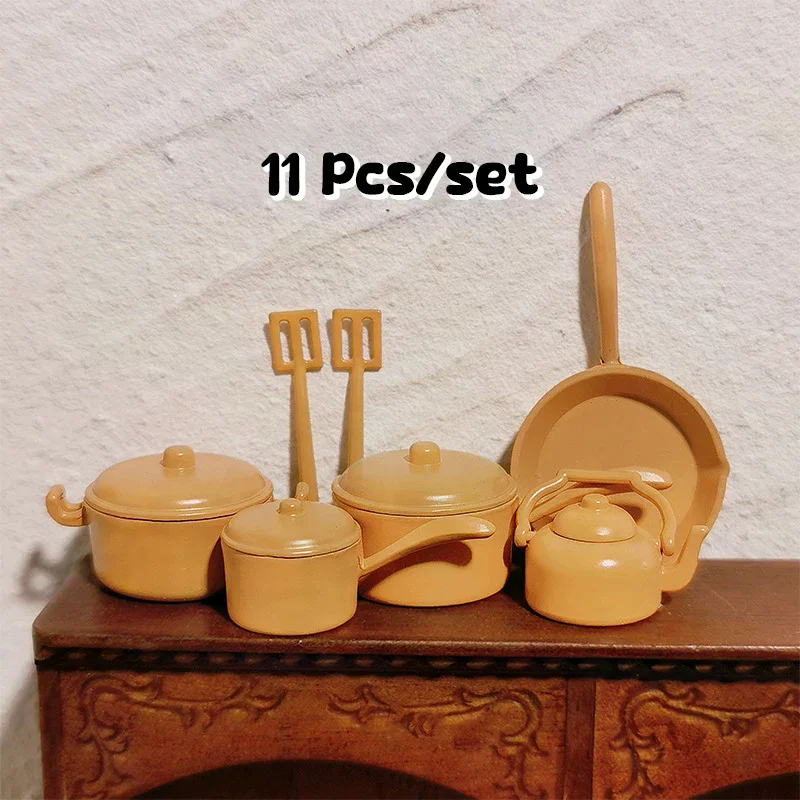 1:12 Dollhouse Minature Pot Frying Pan Shovel Kettle Set Doll Kitchen Cookware Kitchenware Decor Micro Scene Construction Props