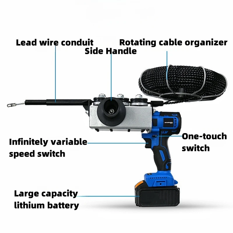 30M Cable Automatic Electrical Wire Wire Puller Rechargeable Electric Pull Wire Threading Machine Electric Cable Guiding Line