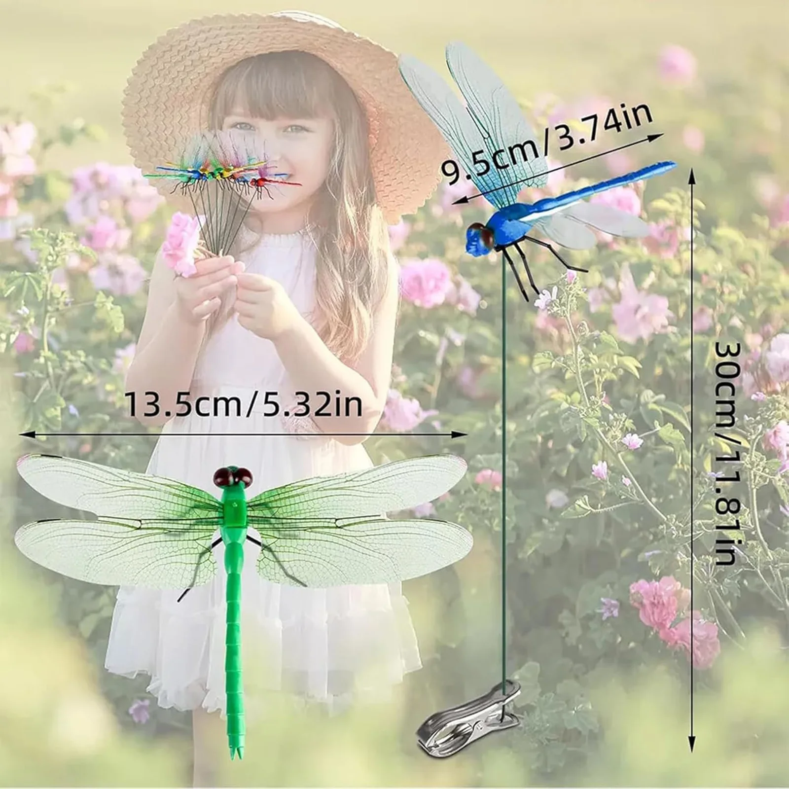 

Dragonfly Clip PVC 3D Artificial Fake Dragon Fly Clips Decoration Dragonfly Hat Clips for Patio Decor Gardening