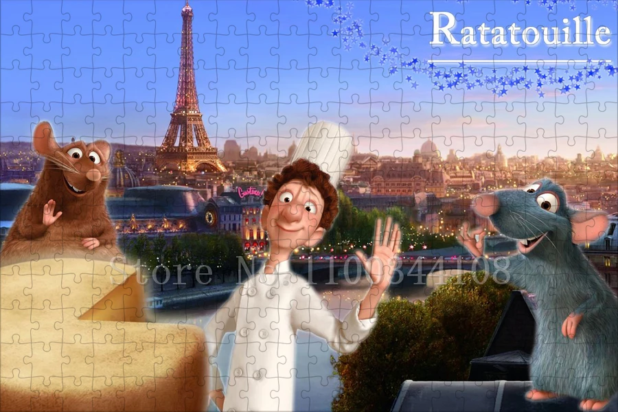 Disney Ratatouille จิ๊กซอว์ปริศนาสําหรับผู้ใหญ่ 300/500/1000 ชิ้นการ์ตูนภาพยนตร์ปริศนาไม้เด็ก Interactive ของเล่น