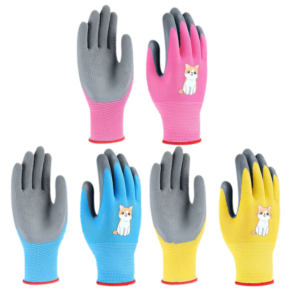 

3Pairs Protective Latex Gloves for Children Suitable for Gardening Cycling and Roller Skating Kids Gardening Gloves