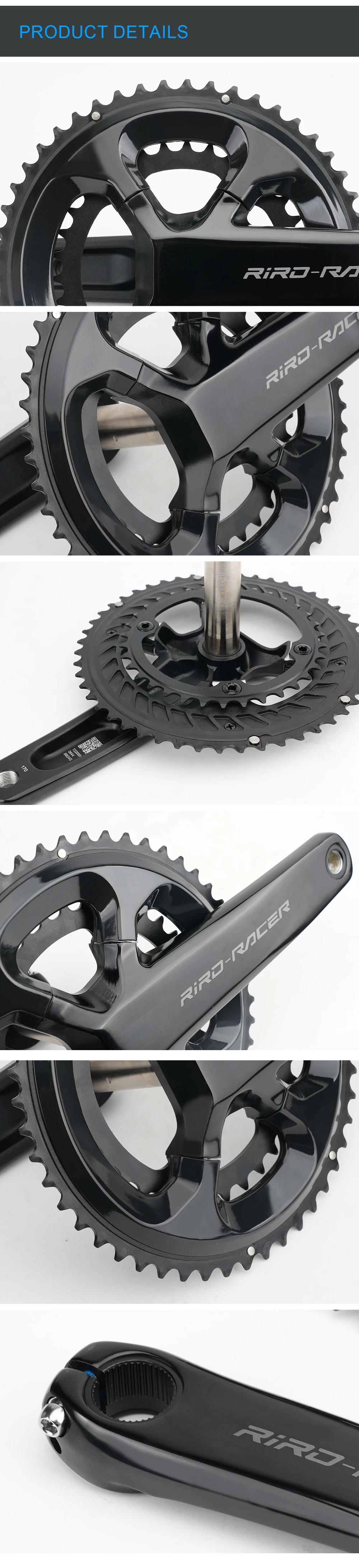 RIRO RACER R8 Rennrad-Kurbelgarnitur, ultraleichtes Kettenblatt, 170 mm, 50–34 Zähne, Kettenblätter, hohle integrierte Faltrad-Kurbelgarnitur – Detail 9