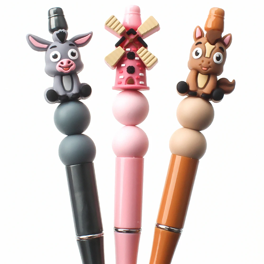 5/10/20/50 قطعة ثلاثية الأبعاد موضوع المزرعة سيليكون الخرز-الحصان ، حمار ، البيت ، طاحونة التركيز الخرز لمستلزمات صناعة المجوهرات #4