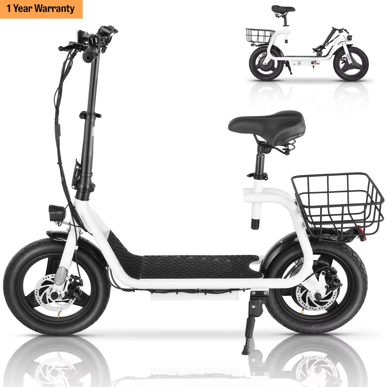 

CAROMA Peak 560W Electric Scooter with Seat&Basket, 15 Miles Ranges 20MPH Max Speed,Electric Scooter,UL2272 1 Year Warranty