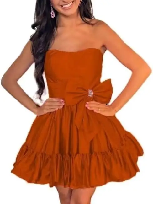 

Strapless Satin Homecoming Dresses for Teens 2024 Ruched Evening Party Gowns for Women Short Prom Dress Above Knee , Mini