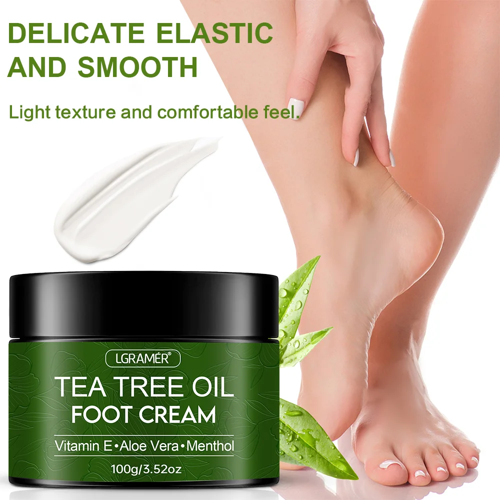 Crema para pies con aceite de árbol de té, mejora la rugosidad de la piel, suaviza los pies agrietados, solución exfoliante diaria para el cuidado de los pies, hidratación duradera