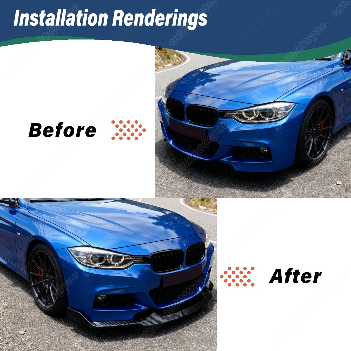 For BMW 3 Series F30 F31 Sedan/Touring M Sport Car Front Bumper MAD Style Lower Lip Protection Plate Spoiler Lip Splitter Kit