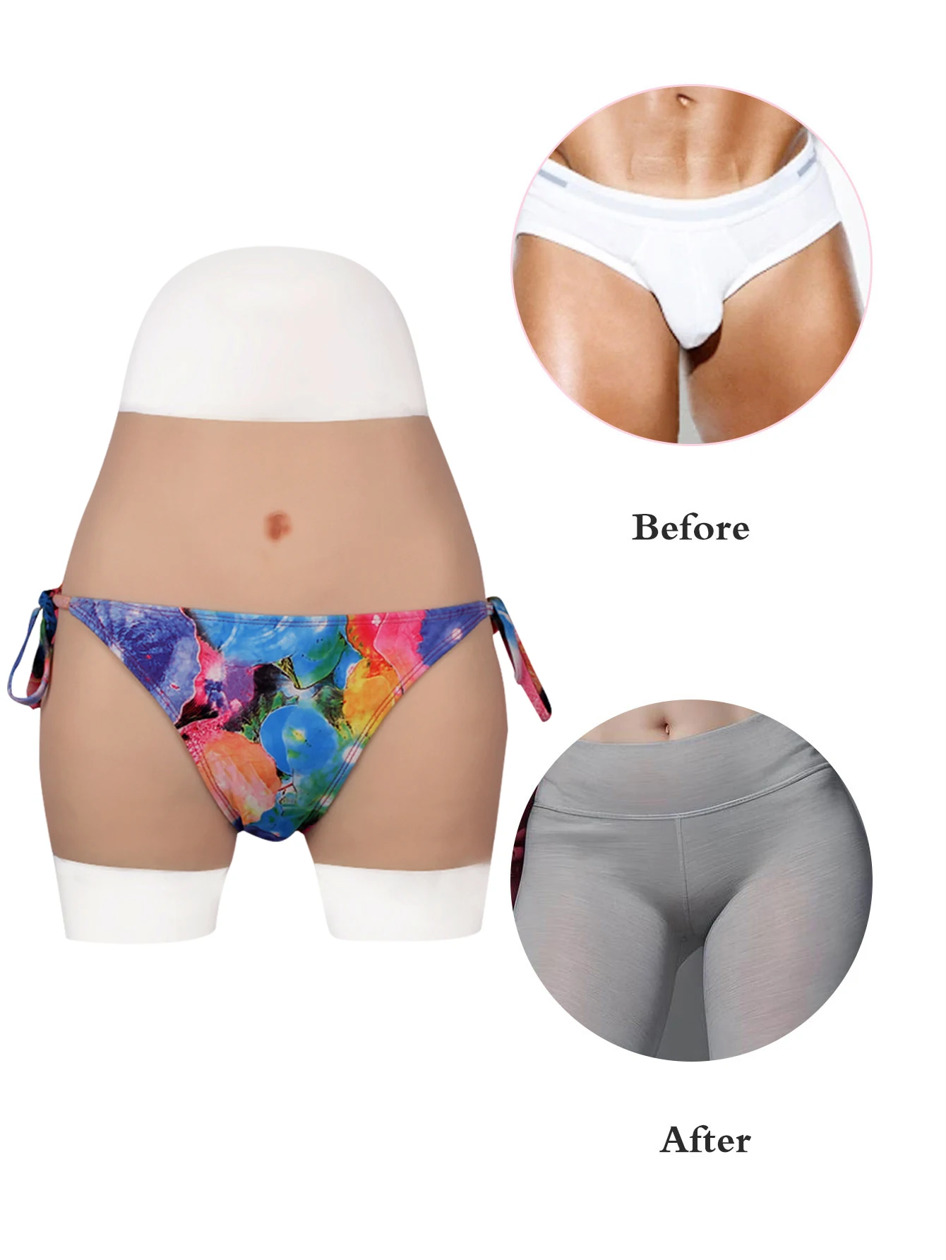 Silicone Pants Fake Butt Pants Hip Enhancer Boxer Shorts Panties with Catheter for Crossdresser Transgender Drag Queen