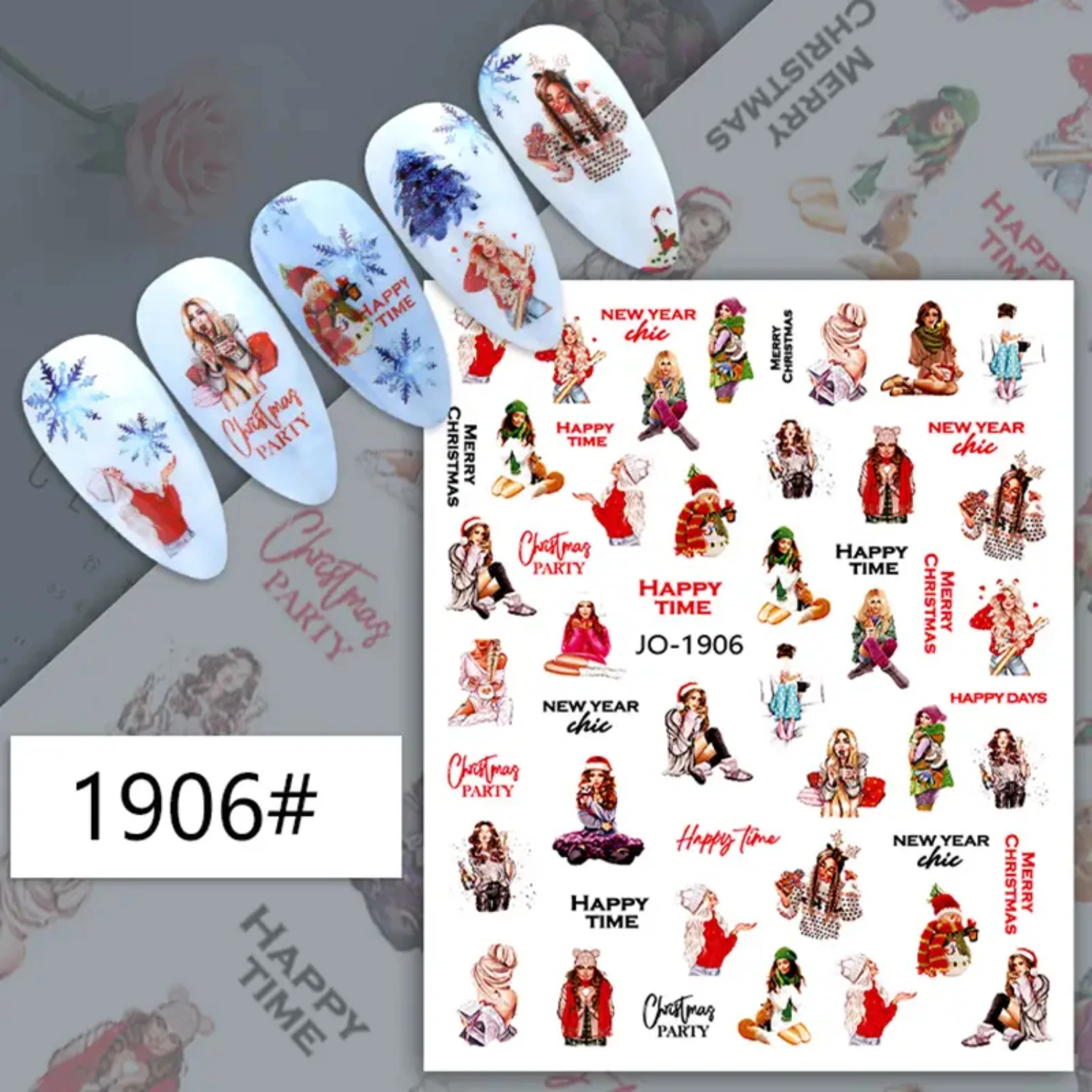 

Colorful Christmas Nail Art Decoration Sticker 1 Pcs perfect for holiday nails Add some festive sparkle to your manicure with th