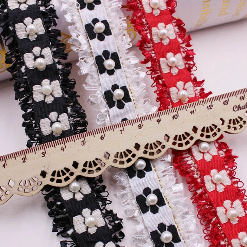 1 Yard Perlenbesetztes Spitzenband, Fransenstoff, bestickt, handgefertigt, DIY-Kleidung, Nähzubehör, DIY-Nähzubehör – Detail 2
