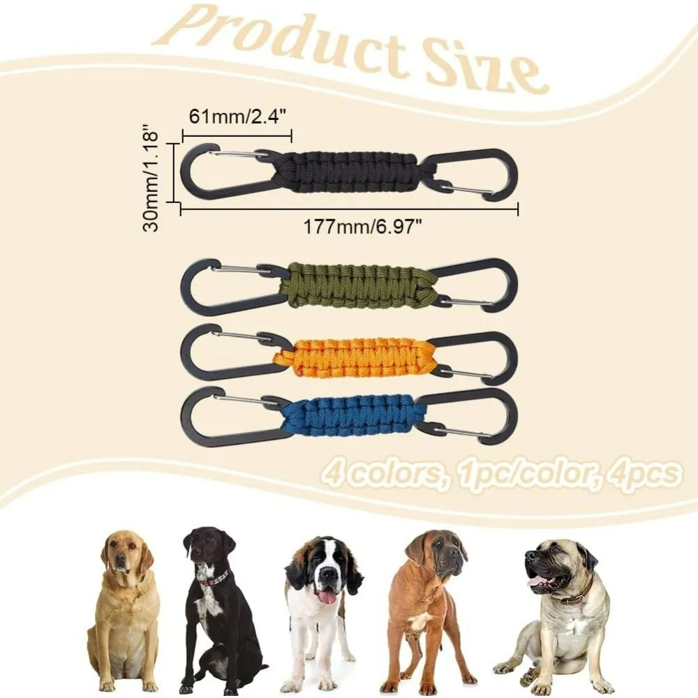 4 Pcs 4 Colors Dog Collar Safety Clips, Polyester Dog Harness Collar Leash Connector Heavy Duty Dog Prong Collar Clip for Pet