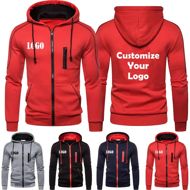 Brand Custom Double sided printing Sweatshirts Men Tracksuit Winter Casual Hoodies Sportswear Sports Hooded Clothing Outerwear