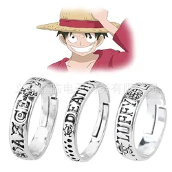 One Piece Luffy Rings Portgas·D· Ace Figures Accessories Adjustable Ring for Men Women Jewelry Kids Boys Girl Gifts Cosplay 2023