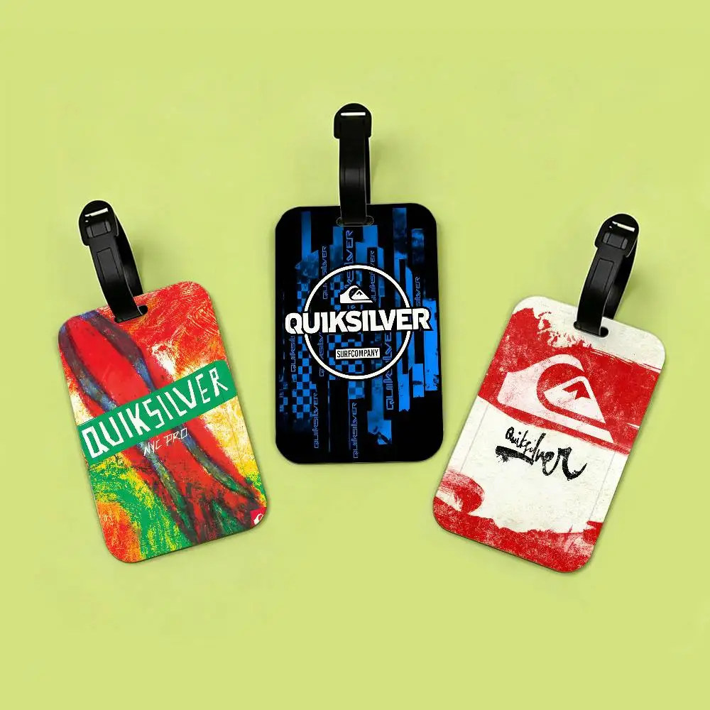 B-Brand-Q-Quiksilver-Logo Lightweight Anti lost PVC Luggage Tag Removable Info Card Sleeve Backpack Travel Accessory