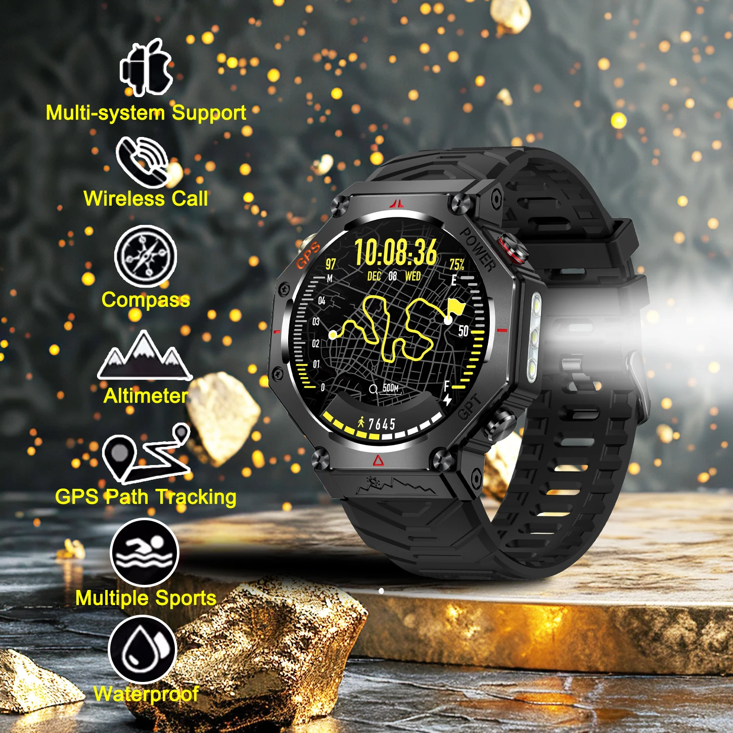 

Rainbuvvy KC91 GPS Smart Watch AI GPT 1.39 Inch Display Supports GLONASS BDS Galileo NAVIC QZSS 3ATM Waterproof Smartwatch