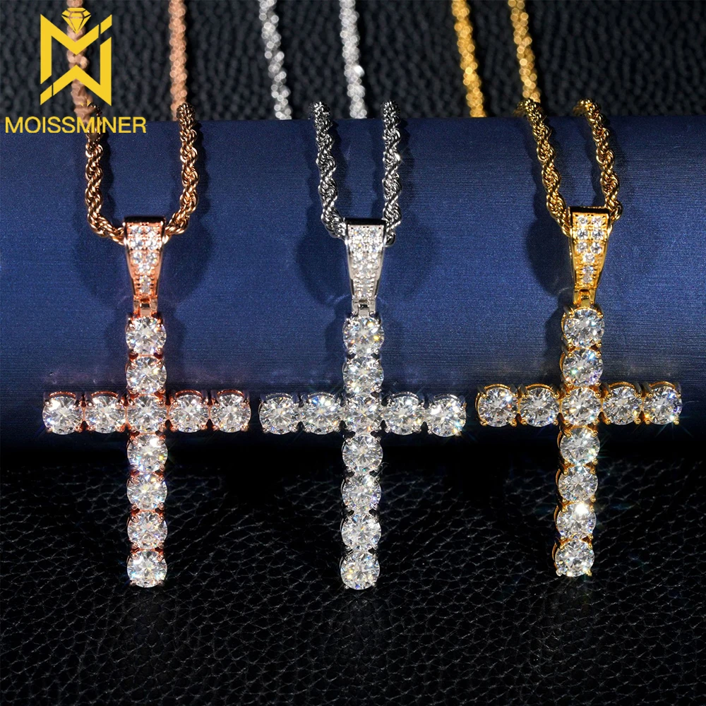 

6mm Cross Pendant VVS Moissanite S925 Silver Iced Out for Men Women Hip Hop Jewelry Pass Diamonds Tester With GRA