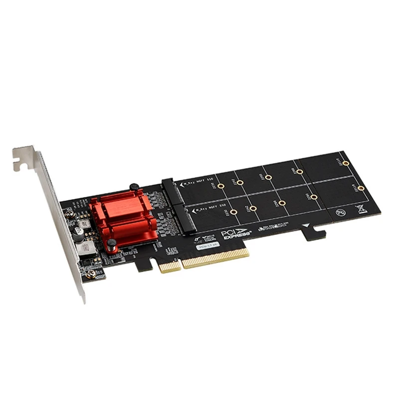 4In1 Dual M.2 NGFF ASM1812 SSD+ Dual SATAIII 6G SSD/HDD To PCI Express 4X Converter Adapter With Low Profile Bracket