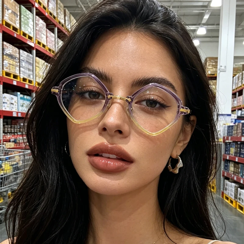 1pc small-angled hexagonal glasses, light business literary frames, unisex fashion glasses