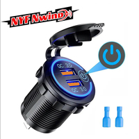Dual QC 3.0 Dual USB Fast Car Charger Socket 12V/24V waterproof with Switch Auto Car Quckly Charge Adapter Power Outlet