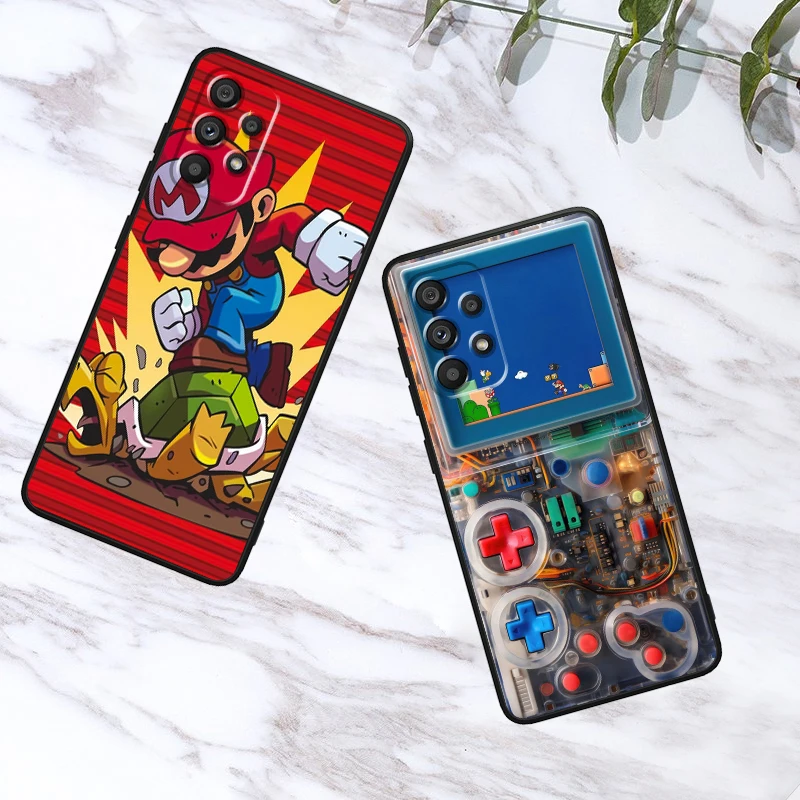 Cartoon Game Super M-Marios For Samsung A53 A52 A33 A32 A51 A71 A21S A13 A73 A50 A22 A23 A03 A72 A54 A12 5G Black Back