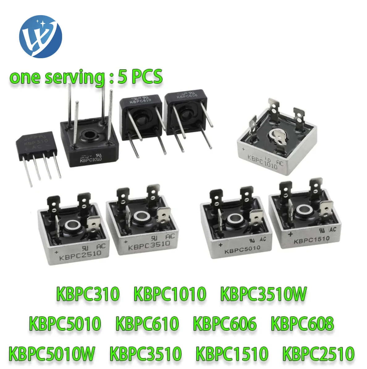 5pcs/lot KBPC1010 KBPC3510 KBPC1510 KBPC2510 KBPC5010 KBPC610 KBPC606 KBCP608 KBPC310 KBPC3510W KBPC5010W Bridge Rectifiers