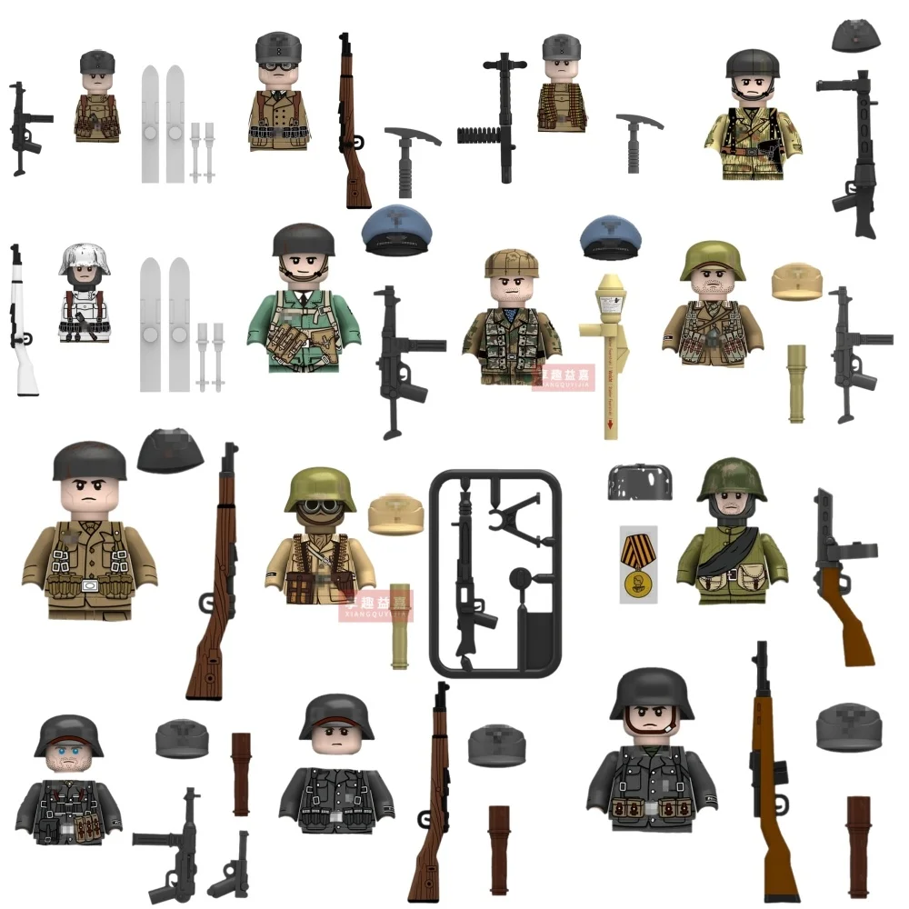 

Children Military Game Building Block Toys WW2 US Germany North African Soviet Union American Civil War Soldiers Bricks