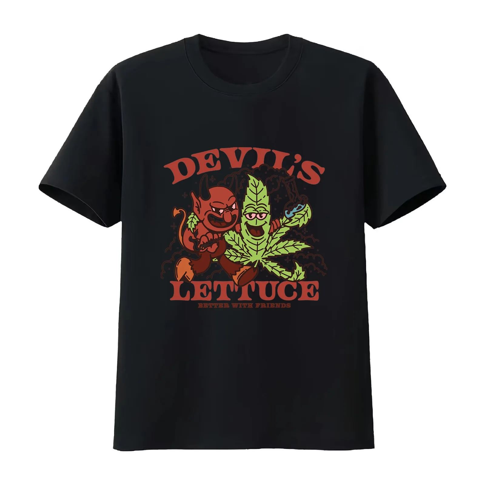 Devil's Lettuce T-Shirt Summer Casual Cotton Tee Oversized Streetwear Tops Vintage Graphic Print Loose Fit Short Sleeve
