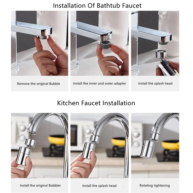 Neuer 2-Modus-Sprühkopffilter für Küchenarmaturen, verstellbar, 360° ° Rotary Splashback Tap Nozzle Bubbler Kitchen Sink Faucet AeratorMöbel & Wohnen, Feste & Besondere Anlässe, Party- & Eventdekoration! – Detail 9
