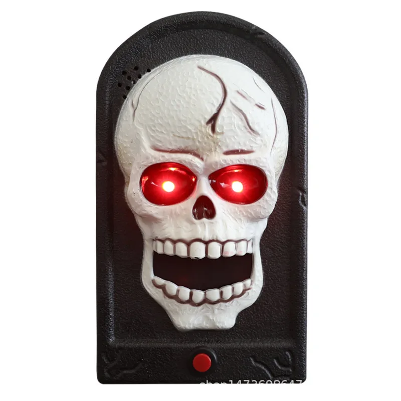 Glow-in-the-Dark Skeleton Button-Activated Halloween Doorbell - Motion Sensor Prank Prop for Haunted House Escape Room Bar Decor