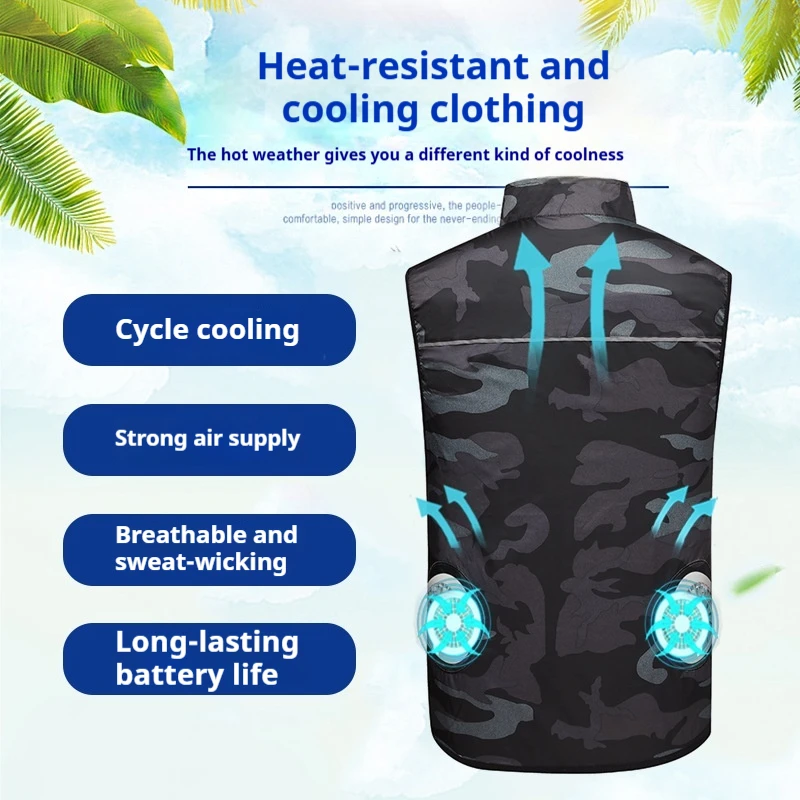 Summer Air Conditioning Suit Heatstroke Prevention Vest Men's and Women's High-tech Universal Camouflage Cooling Fan Suit