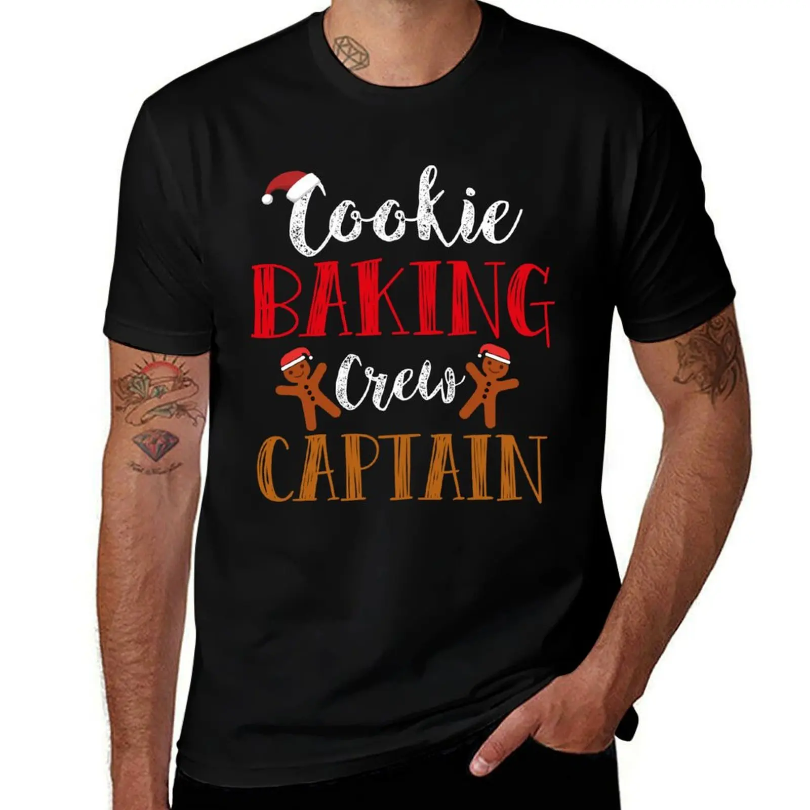 Holiday Christmas Cookie Baking Crew Captain T-Shirt Holiday Casual Short Sleeve Top T-Shirt