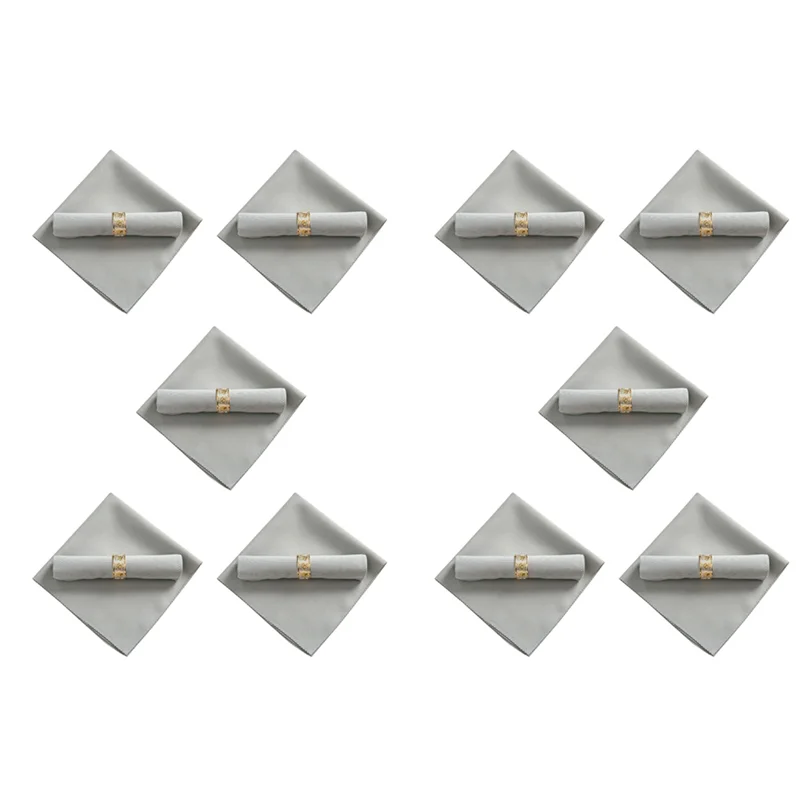 RALCA-20Pcs 48X48cm مناديل قماش بوليستر لمطعم الزفاف وحفلات العشاء، فضي رمادي #1