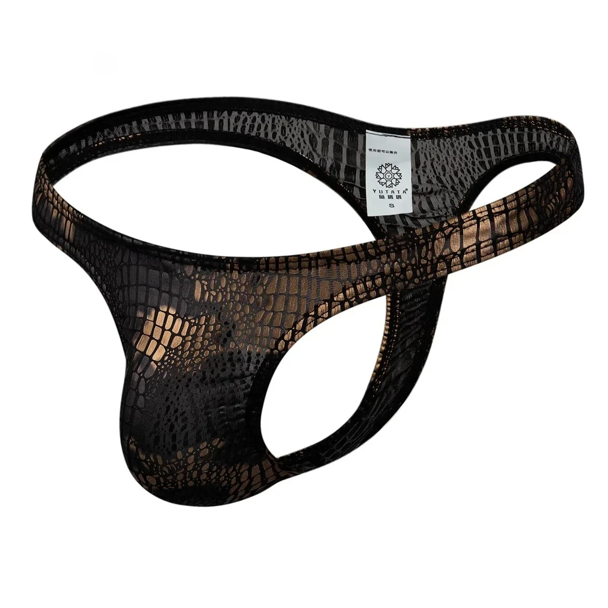 

Men's Sexy T Back Thong Faux Leather Comfortable Underwear Gay Low Rise U Convex Pouch G-string Elastic Open Buttocks Underpants