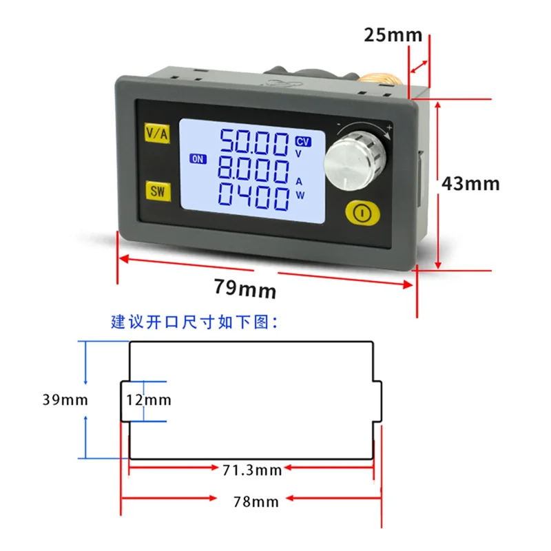 

DC 50V 8A 400W CNC Adjustable Constant Voltage Regulator CV CC Step-Down Power Supply Module XY5008E