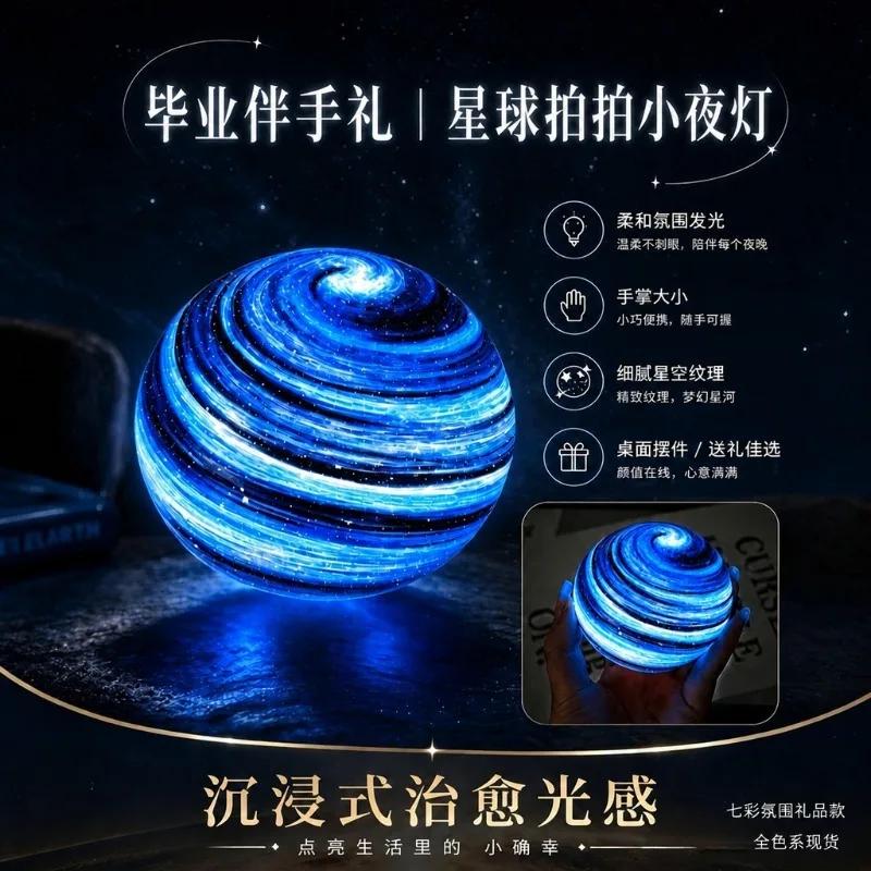 Planet Pat Light Type-C Charging Colorful Glass Starry Sky Night Light