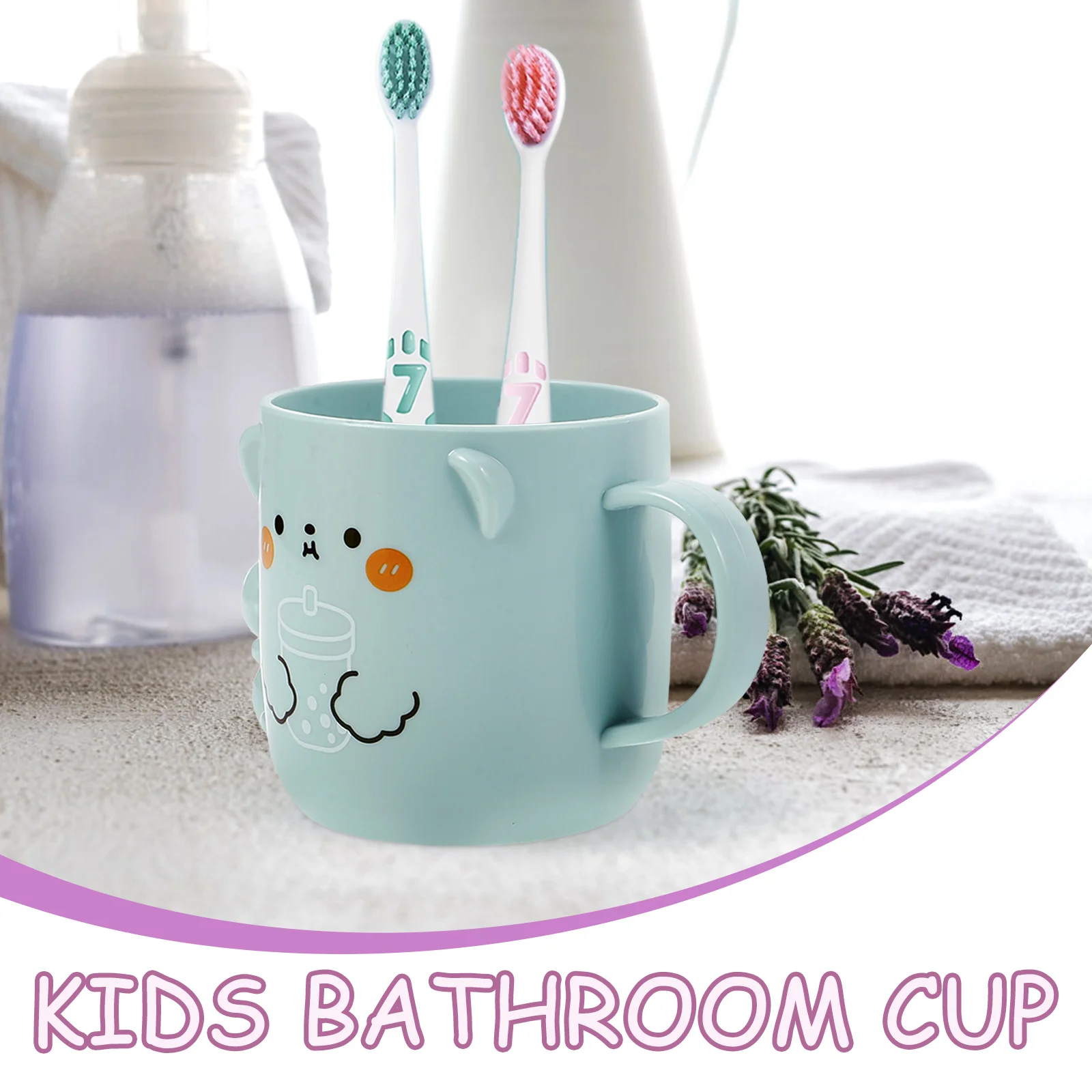 

2 Pcs Cartoon Mouthwash Cup for Toothbrush Bathroom Tumbler Cups Mugs Household